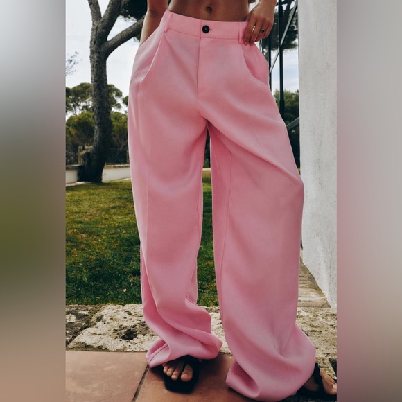 ZARA NEW FLOWY PLEATED PANTS - Picture 13 of 16